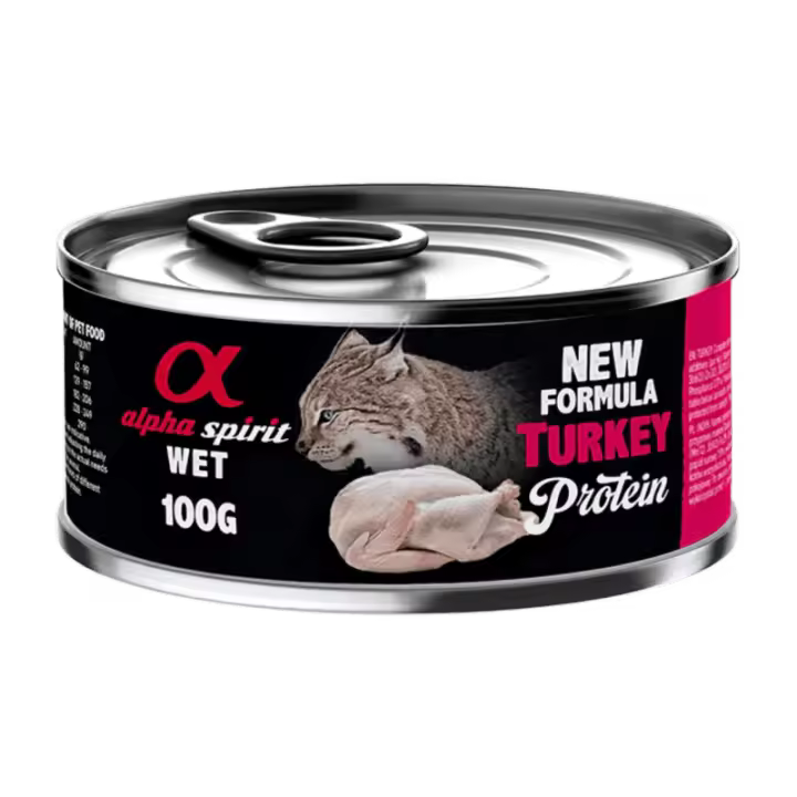 Alpha Spirit Comida Húmeda para Gato en Lata Sabor Pavo – Alimento Completo Natural y Sin Cereales - 1