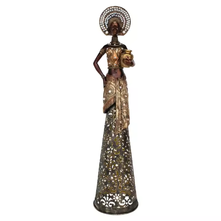 Figura Africana Étnica de Resina para Decoración del Hogar, Estilo Africano, Artesanía Única, 60 cm - 1