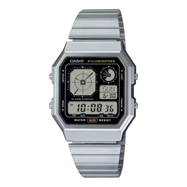 Reloj CASIO A130WE-1AEF Hombre EDGY COLLECTION Plateado y negro - 1