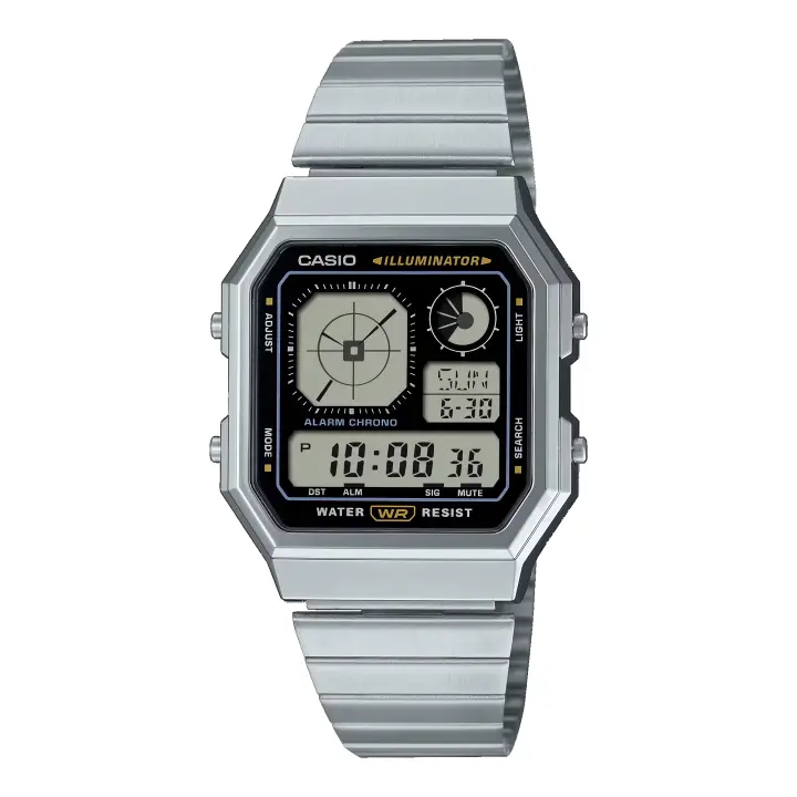Reloj CASIO A130WE-1AEF Hombre EDGY COLLECTION Plateado y negro - 1