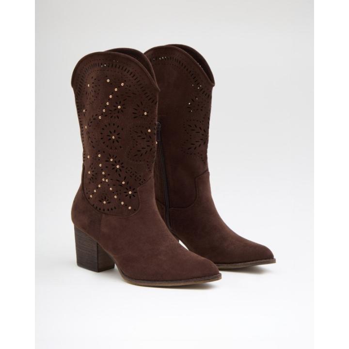 Botas vestir mujer KTEY 282 5603 COFFEE BTA COWBOY CAÑA LASER COFFEE 39474 26V