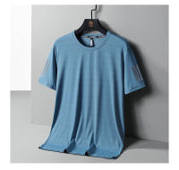Camiseta De Seda Helada Para Hombres Verano Cuello Redondo Manga Corta Suave Fitness Tops Casual Oversize Tees Transpirable Ligera Secado Rápido Estirable Sin Pliegues - details 13