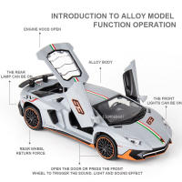 Coche De Deportes a Escala 1:32 Lambor Aventador SVJ LP780-4 Modelo De Metal Con Puertas De Ciseco Abiertas Y Sonido Luz Juguete Para Hobby - details 1
