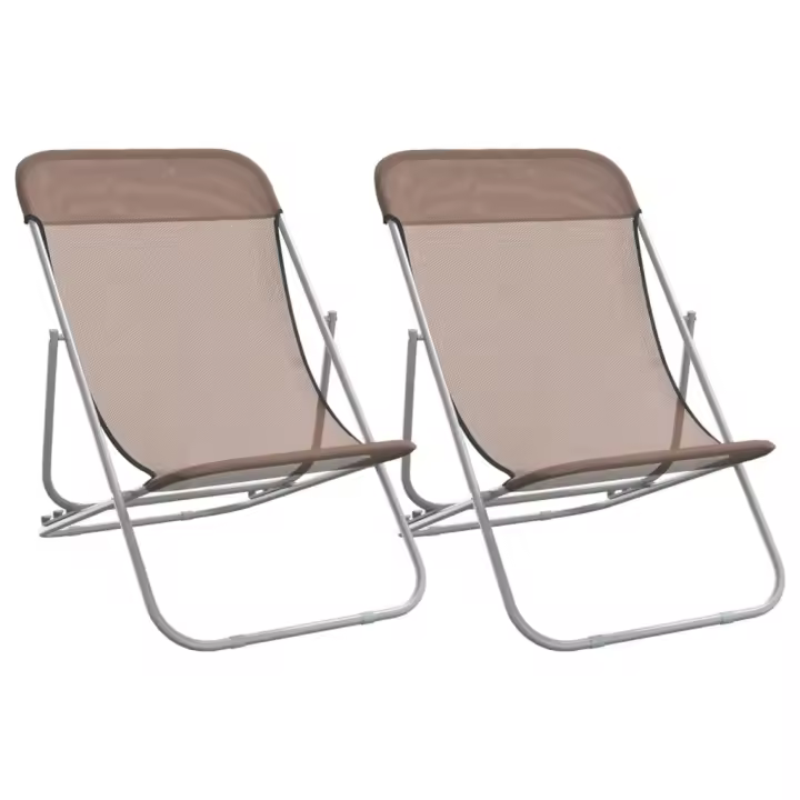 vidaXL Silla de playa plegable 2 uds acero recubierto textilene Azul, Negro, Rojo Sillas de Exterior Ideal para jardín, playa, piscina, terraza Tumbona Piscina Tumbonas Playa Tumbonas Jardín Exterior - 1