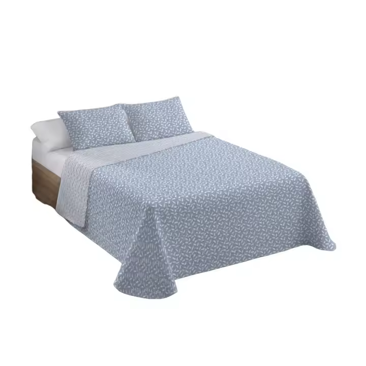 DONEGAL COLLECTIONS - Colcha Bouti Estampada + Funda Cojines - Modelo Évora Azul - Ideal para Entretiempo y Verano - Disponible para Cama de 90 / 105 / 135 / 150 - 1