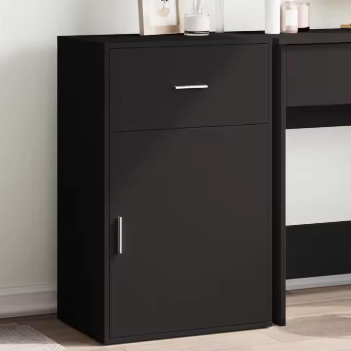 vidaXL Armario de almacenaje madera de ingeniería negro 56,5x39x90 cm - 1