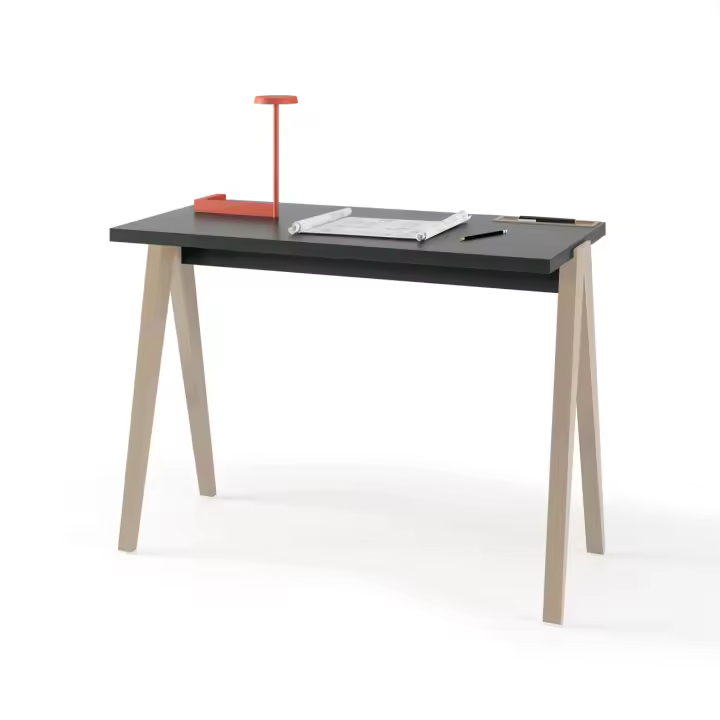 Escritorio de Herdasa modelo 629 de la colección COMPÁS, en melamina grafito y patas lacadas - 1