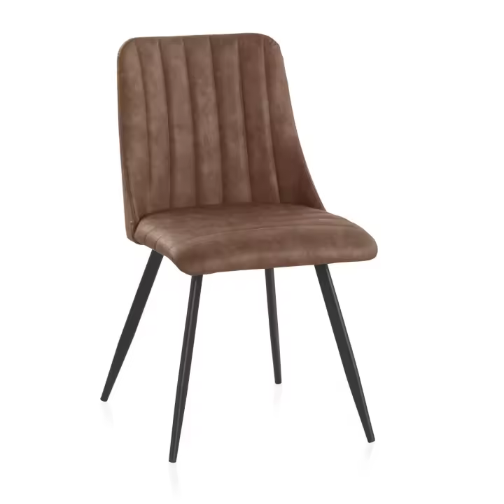 Pack 2 Sillas Tapizadas En Polipiel Marron Con Patas De Metal El mejor complemento para tu hogar. Fijalo - 1