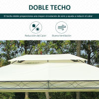 Outsunny Cenador de Jardín 4x3m Pabellón con Techo Doble Transpirable y 4 Cortinas Laterales Extraíbles Carpa de Acero para Fiestas Bodas Eventos al Aire Libre Crema - details 3