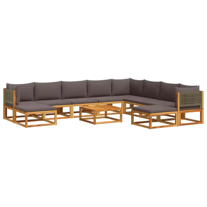 vidaXL Set de sofás de jardín con cojines 11 pzas madera maciza acacia - 1