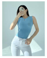 AOSSVIAO Top De Mujer De Algodón 99% Estilo Casual Basic Verano Sin Mangas Cuello Redondo Verde Blanco Negro Tank Top - details 19
