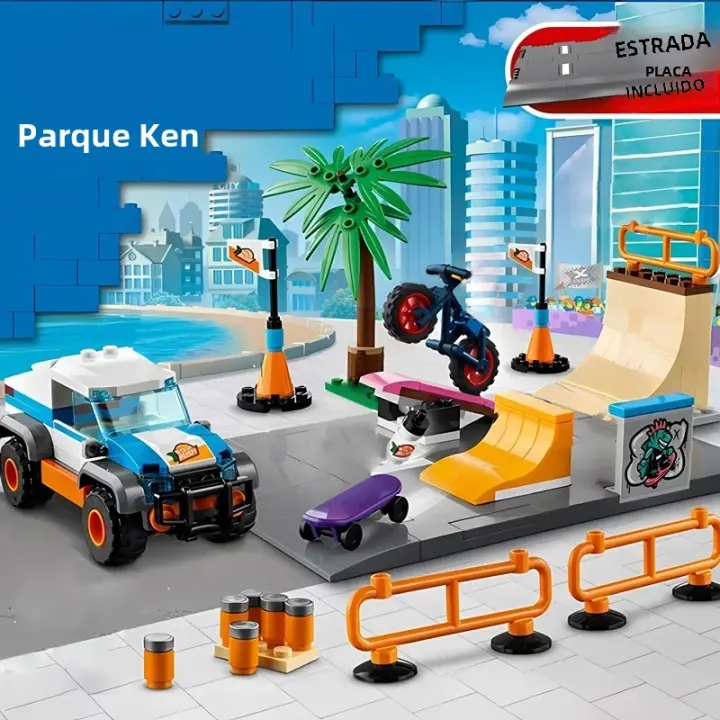 Juego De Bloques De Construcción Serie Ciudad Escena De Patrón De Calle Con Parque De Skate Assembly Regalo Para Niños - 1