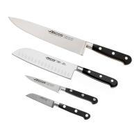 Arcos Set de Cuchillos de Cocina 4 piezas - Cuchillo Profesional - Hoja Acero Inoxidable Forjado NITRUM - Mango Polioximetileno (POM) - Negro - Patatero + Mondador + Santoku + Cocina - Apto Lavavajillas - Marca Arcos - details 0