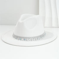 Sombrero De Vaquero Occidental Para Mujeres Con Borde Plano Y Lazo De Plata Brillante Con Cristales De Rhinestone Sombrero Fedora Ligero De Jazz - details 13