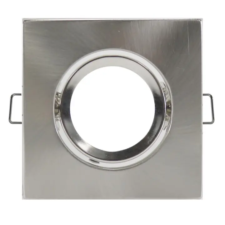 LEDME Aro Empotrable Basculante Cuadrado Niquel Serie Eco para GU10/MR16 - Iluminación Brillante - 1