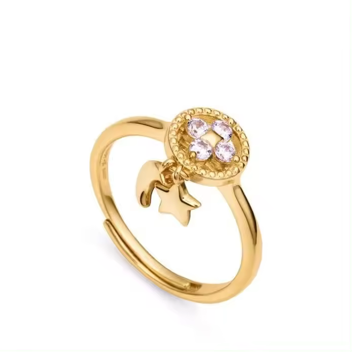 ANILLO LUNA Y ESTRELLA PLATA DORADA VICEROY FASHION - 13140A013-30 - talla 15 - 1