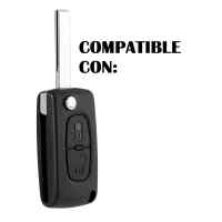 Banner - Funda silicona mando llave del coche 2 botones compatible con Peugeot Negro