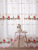 Cortinas Navideñas Para Sala Y Dormitorio Con Bordado De Copos De Nieve Decorativas Rectangulares De Poliéster 100% Un Panel - details 6