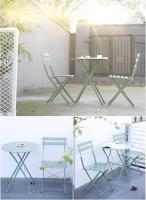 Juego de Mesa y sillas Plegables para balcón al Aire Libre de Tres Piezas, Juego de Mesa y sillas de Taberna para terraza de Acero, Juego de Muebles de Mesa y Silla Plegables de 3 Piezas - details 6
