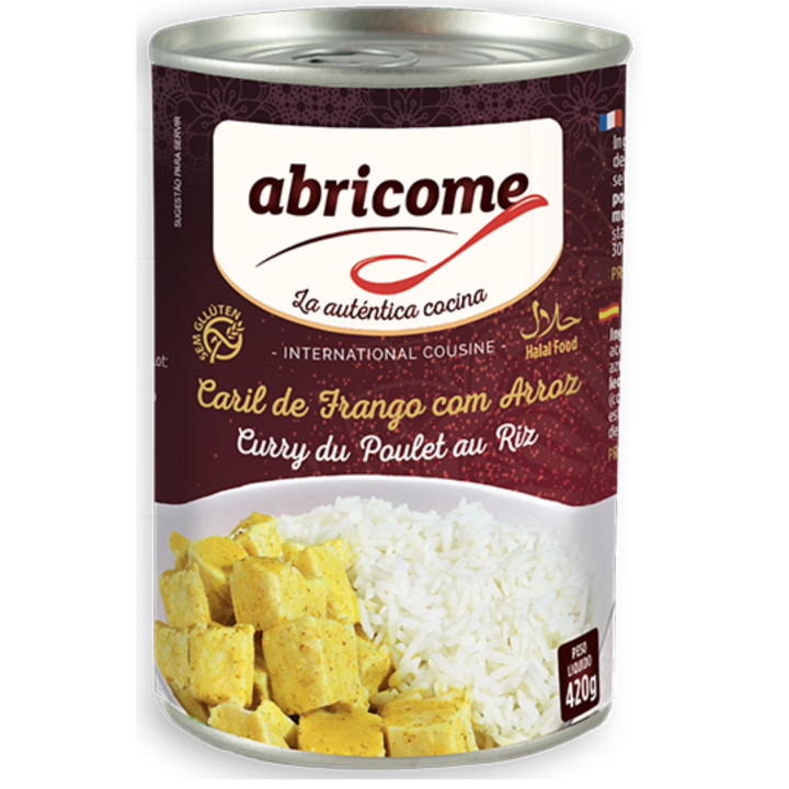 Lata de Pollo al Curry con Arroz Halal 420g - Abricome, Comida Preparada enlatada