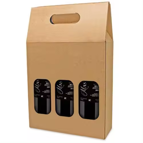 Disok Lote de 10 Caja Regalo Cartón Ventana 3 Botellas Kraft 100% Disok - 1
