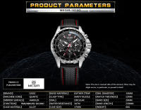 Reloj De Pulsera De Cuarzo Para Hombre MEGIR Moda Resistente Al Agua Con Correa De Cuero Negro Lujo Y Casual Estilosólido - details 2