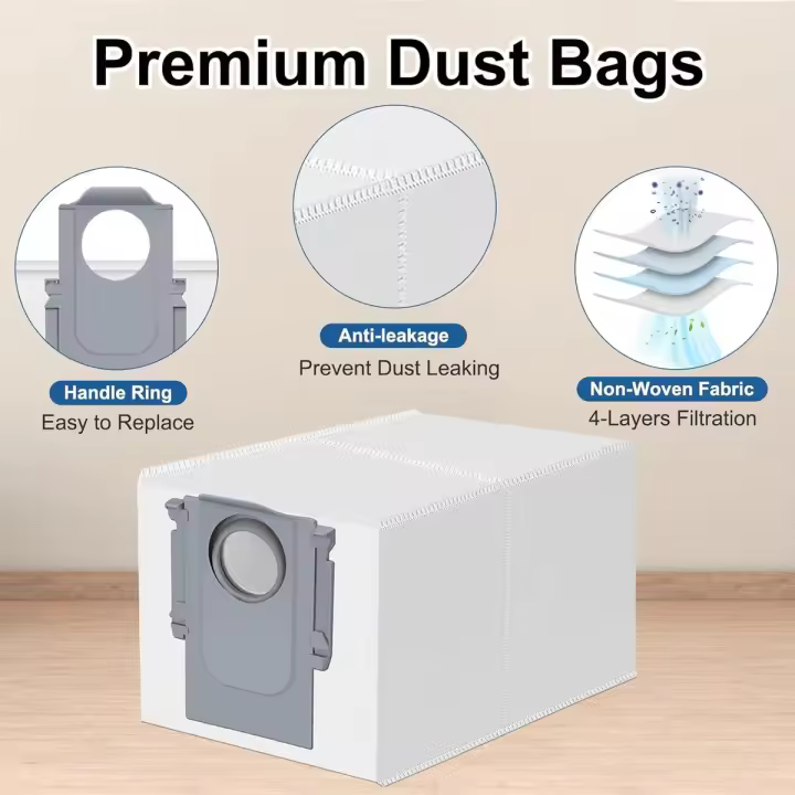 10 bolsas para aspiradora - Aptas para Roborock Qrevo Series Curv/Master/S/Pro/Slim y S8 Max (V) Ultra - Gran capacidad de 3 L - Bolsas de filtro antialérgicas - Accesorios - 1