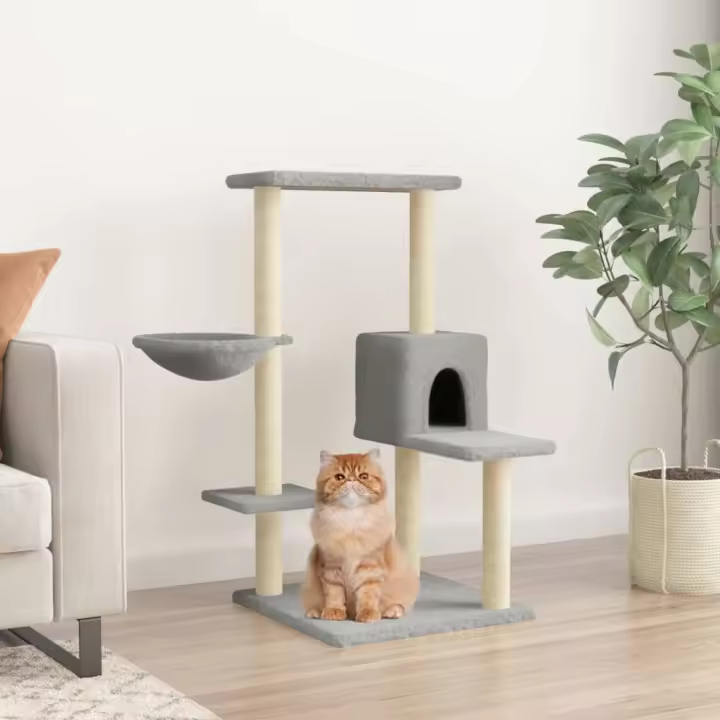 vidaXL Rascador para Gatos con Postes de Sisal Árbol Torre de Escalada Color Crema,  Gris claro,  Gris oscuro y mas - 1