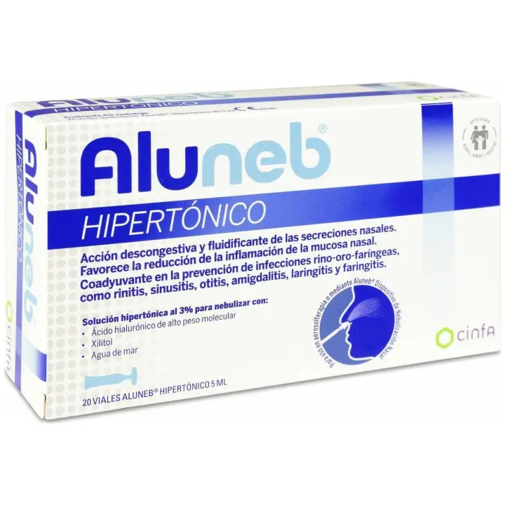 Cinfa Aluneb Hipertónico 20 Viales 5ml – Solución Nasal - Descongestiona y Reduce Inflamación de la Mucosa Nasal - 1