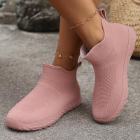 Zapatos De Agua Para Mujer En Color Sólido PVC Cuatro Estaciones Botas De Lluvia Casuales Planas Bajo Cabeza Redonda Para Exterior - details 0