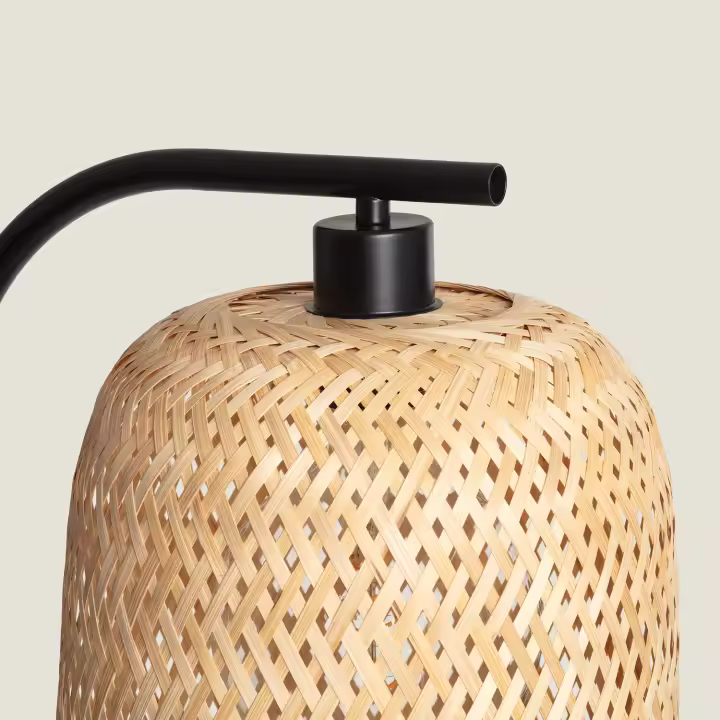 LEDKIA LIGHTING - Lámpara de Pie | Diseño Moderno y Elegante | Altura 1.58m | Soporte 40W | Protección IP20 | Fabricada en Bambú, Natural - 1