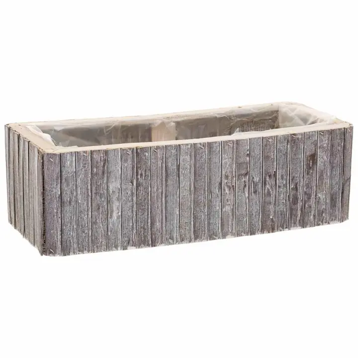 WANDERLUST DECO Cesto rectangular de madera gris 35.5x14.5x11h cm - 1