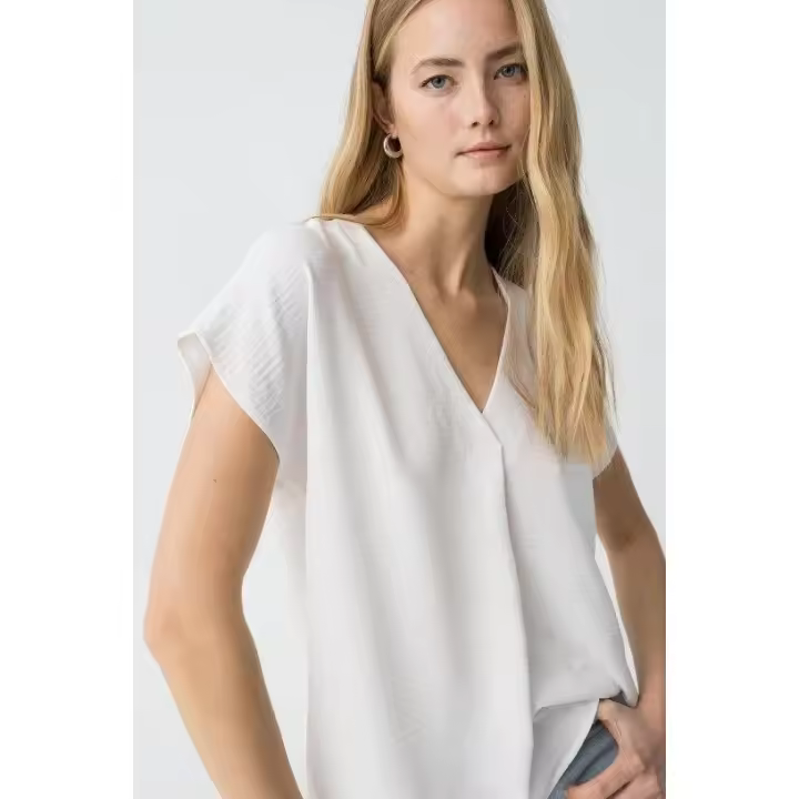 Blusas y camisas Marcas Mujer Ropa Tiffosi Tiffosi mujer  Blusa fluida de pico -Tiffosi- Maxine_4 blanca - 1
