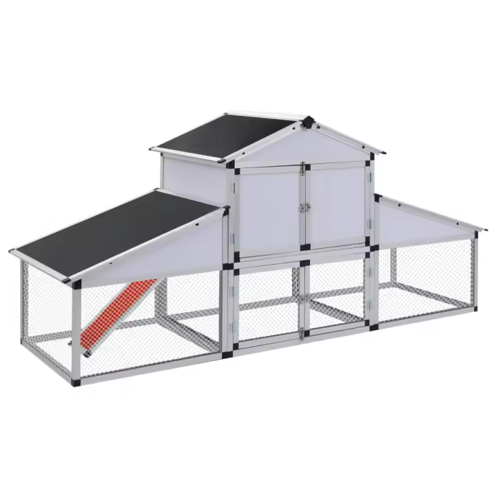 vidaXL Gallinero con corral y nido aluminio - 1