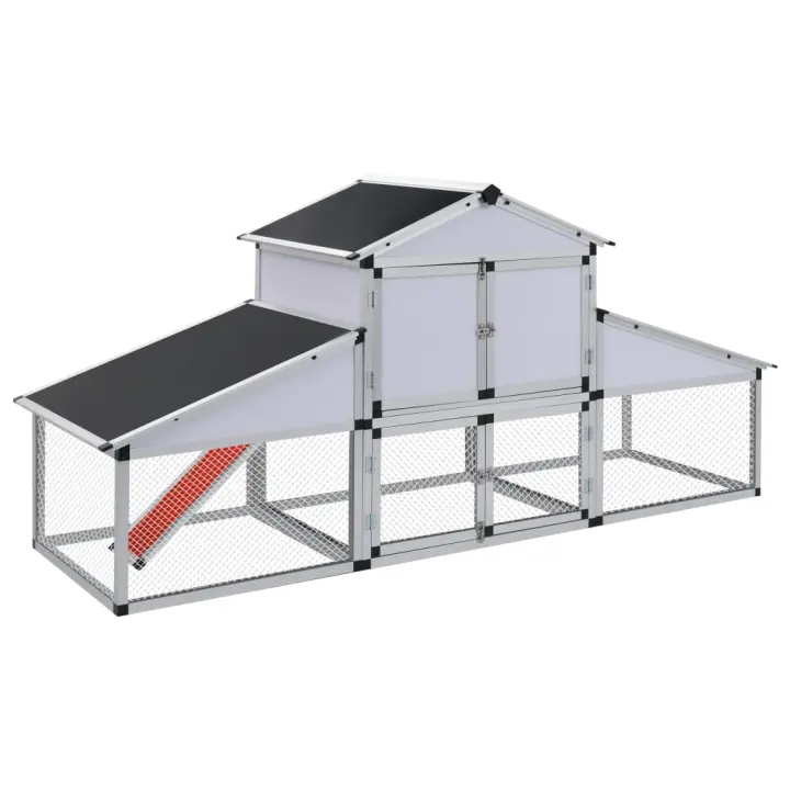 vidaXL Gallinero con corral y nido aluminio - 1