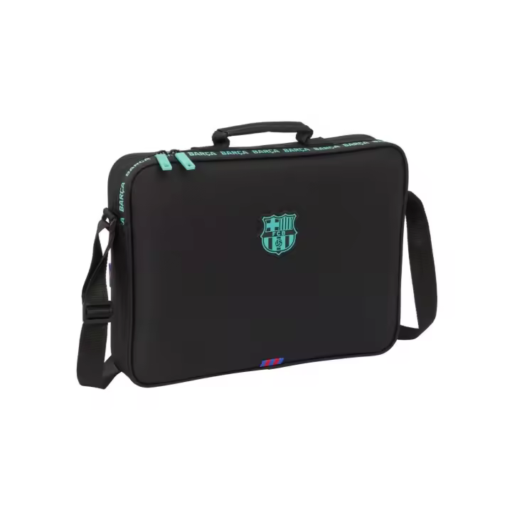 Cartera Extraescolar Maletín Portatodo F.C. Barcelona  - Bandolera, Cómoda y Versátil, Calidad y Resistencia, 38x6x28 cm, Color Negro - 1