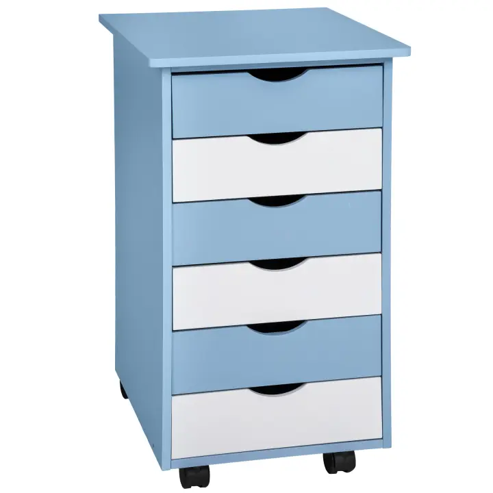 Tectake - Cajonera con 6 cajones 65 x 36 x 40 cm  Práctica cajonera con seis cajones  Cómodo transporte gracias a sus cuatro ruedas  Tablero con las esquinas redondeadas - 1
