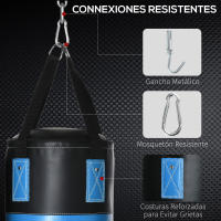 HOMCOM Saco de Boxeo Profesional Punching Bag con Guantes de 8 oz Gancho y Bolsa de Almacenaje Saco de Arena de Entrenamiento para Adultos y Adolescentes Ø25x102 cm Azul - details 4
