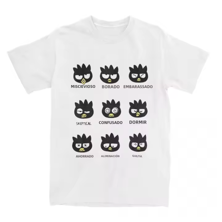 Camiseta De Algodón Puro Para Hombre Y Mujer Con Diseño Humorístico De Badtz Maru En Diferentes Estados De Ánimo Camiseta Corta O-Neck - 1
