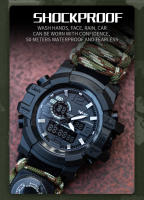 Reloj De Sobrevivencia Militar Multifuncional SHIYUNME Para Hombres Resistente Al Agua Con Cordón Paracord Para Camping Y Senderismo Reloj De Mano Con Pantalla LED Y Compás - details 5