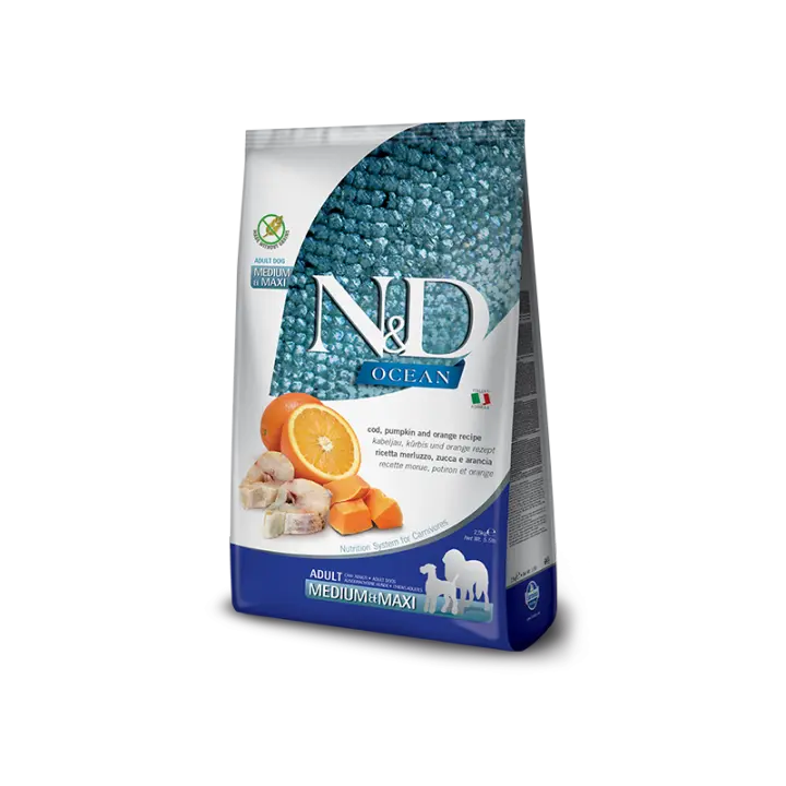 Farmina N&D Ocean Adult Medium/Maxi Bacalao Y Calabaza 12 Kg Comida Para Perros - 1