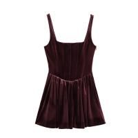 Vestido De Noche Para Mujer ZBZA Con Cuello Cuadrado Y Tirantes Anchos Bolsillos Ocultos Cierre De Zipper Chic Para Navidad Y Otoño Invierno - details 28