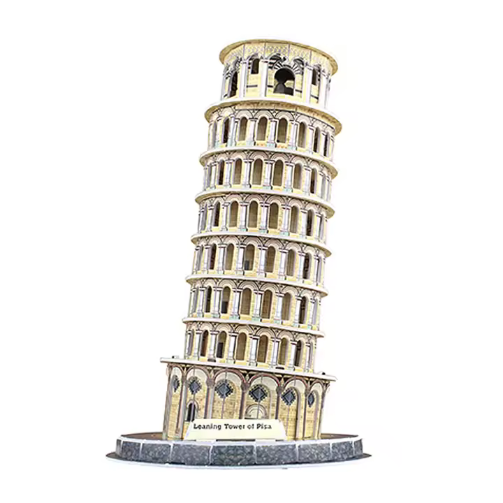 DAM. Puzle 3D de cartón de la Torre de Pisa. 31 piezas. 14x14x23cm. - 1