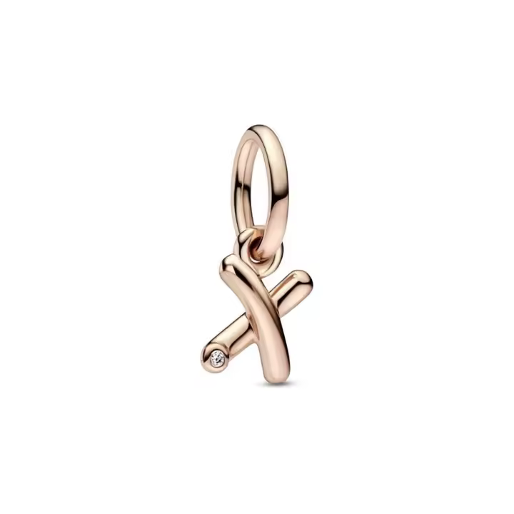 PANDORA Charm Colgante Oro Rosa Alfabeto Letra Minúscula X Circonita - 1
