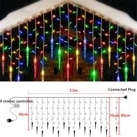 Luces De Navidad LED En Forma De Hielo Con 16 Caídas Y 8 Modos Para Ventanas Cortinas Jardines Bodas Y Fiestas Interno Externo - details 5