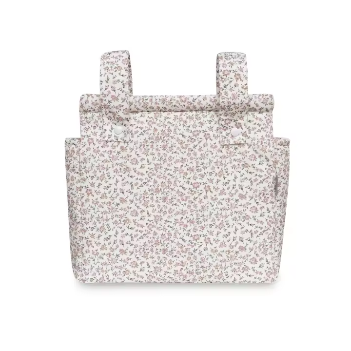 Bolso Talega para Carrito de Bebé, Modelo Flores, Color Gris, Don Algodón - 1