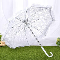 Paraguas De Boda Elegante Con Encaje Blanco Para Fotografía Decoración De Escenario Y Fiestas De Matrimonio Material De Poliéster - details 9