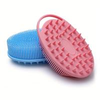 Cepillo De Ducha 2 En 1 Con Escobilla De Cerdas Y Esponja De Silicona Para Cuerpo Y Cuero Cabelludo Limpiador Exfoliante De Alta Calidad - details 3