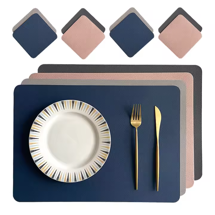 2 Pcs Tapete De Cuero Rectangular Doble Cara Para Mesa Resistente Al Agua Y Aislante Para Restaurante Y Hotel Decoración De Hogar - 1