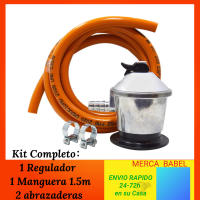 Kit Regulador Gas Butano con Valvula de Seguridad de 29 mbar, Cabezal para Butano 50 mbar, Manguera de Butano de 1.5m con 2 abrazaderas,  Juegos Completos o Piezas Sueltas, Universal (SELECCIONA LAS OPCIONES) - details 0